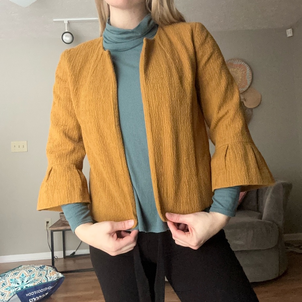 Mustard yellow blazer jacket